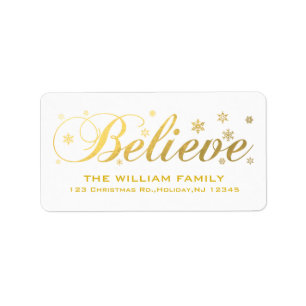 Christmas Holiday Gold Believe Label