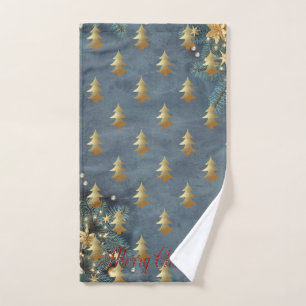 Christmas Holiday-Gold Christmas Tree,Branch Bath Towel Set