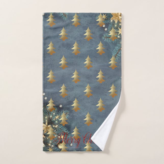 Christmas Holiday-Gold Christmas Tree,Branch Bath Towel Set (Hand Towel)