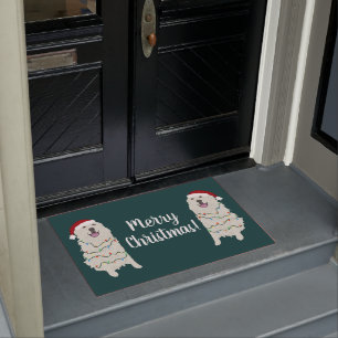 Christmas Holiday Great Pyrenees  Doormat