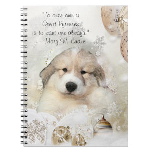 Christmas Holiday Great Pyrenees Pup Watercolor Notebook