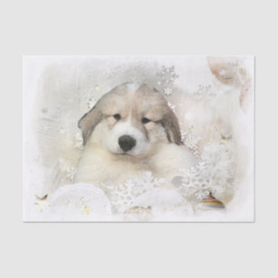 Christmas Holiday Great Pyrenees Pup Watercolor Tissue Paper