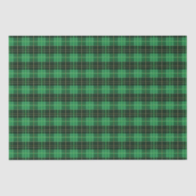 Christmas Holiday Green and Black Plaid Tissue Paper (Front)
