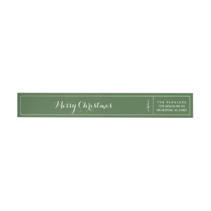 Christmas Holiday Green Return Address Wrap Around Label