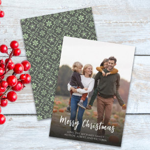 Christmas Holiday Green Snowflake Elegant Pattern  Card