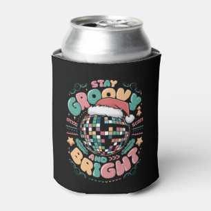Christmas Holiday Groovy Stay Groovy And Bright Can Cooler