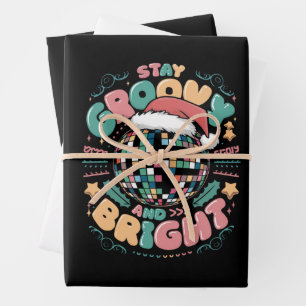 Christmas Holiday Groovy Stay Groovy And Bright Wrapping Paper Sheet