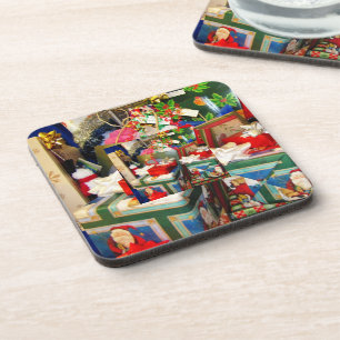 Christmas Holiday Hard Plastic Coaster Set