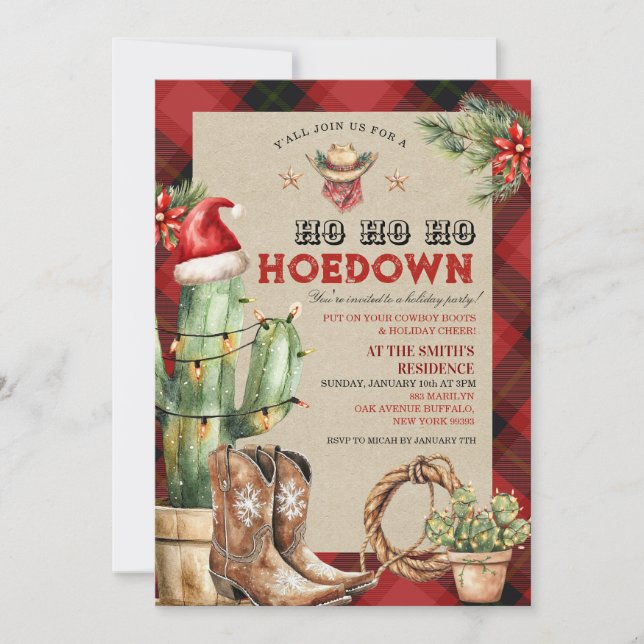 Christmas Holiday Hoedown Cowboy Western  Invitation (Front)
