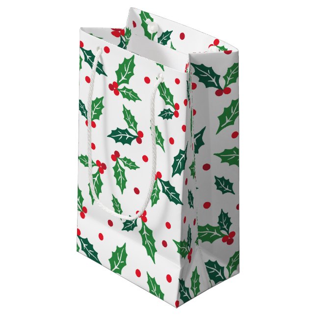 Christmas Holiday Holly Gift Bag (Front Angled)