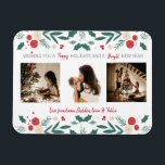 Christmas Holiday holly ivy berry 3 Photo gift Magnet<br><div class="desc">Designed by The Arty Apples Limited</div>