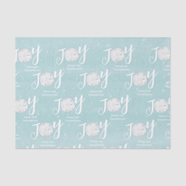 Christmas Holiday Joy Beach Turquoise Coastal Tissue Paper (Front)
