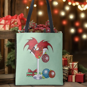 Christmas Holiday Joy Dragon Tote Bag