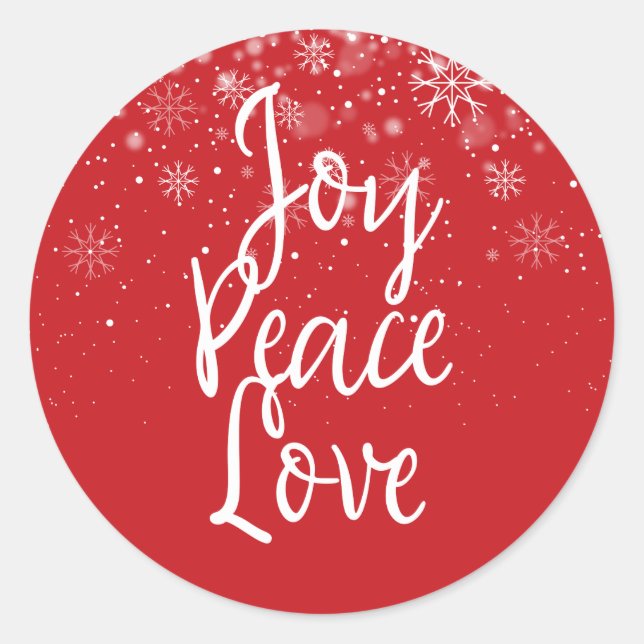 Christmas Holiday Joy Peace Love Classic Round Sticker (Front)