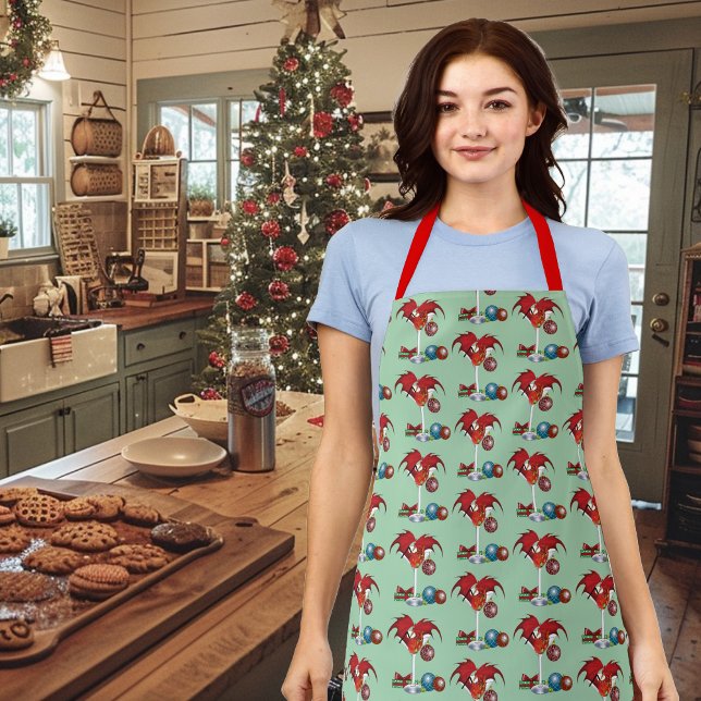 Christmas Holiday Joy Red Dragon Cocktail Cheer Apron (Creator Uploaded)