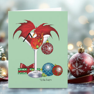 Christmas Holiday Joy Red Dragon Cocktail Cheer Card