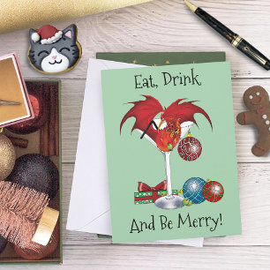 Christmas Holiday Joy Red Dragon Cocktail Cheer Postcard