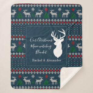 Christmas Holiday Knitting Pattern Personalized Sherpa Blanket