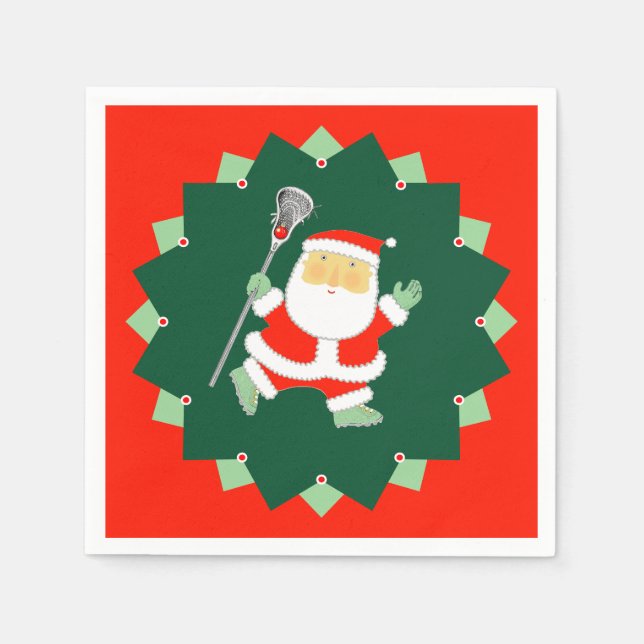Christmas Holiday Lacrosse Party Napkin (Front)
