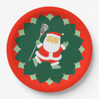 Christmas Holiday Lacrosse Party Paper Plate