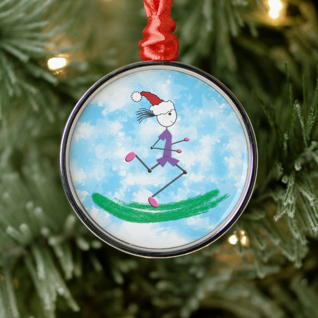 Christmas Holiday Lady Runner © Running Metal Ornament (Tree)