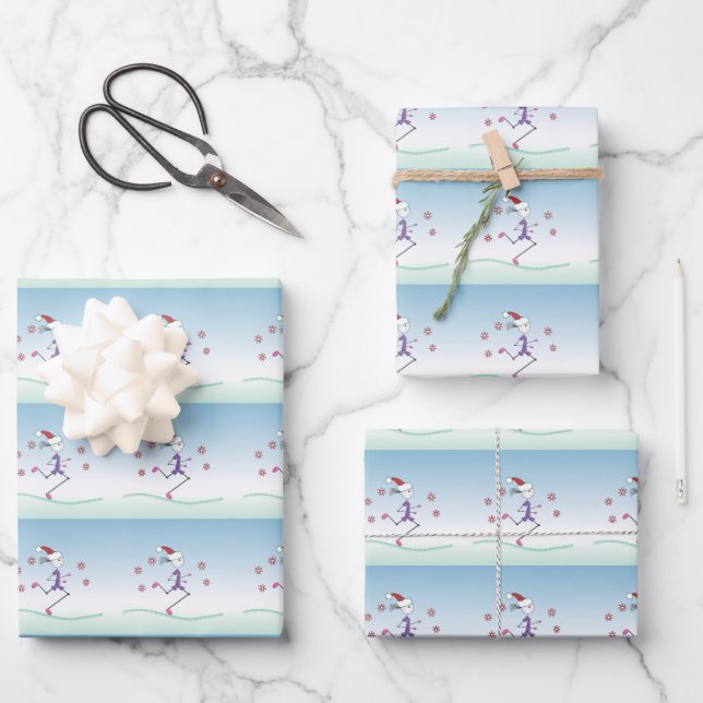 Christmas Holiday Lady Runner © Wrapping Paper Sheet (Front)