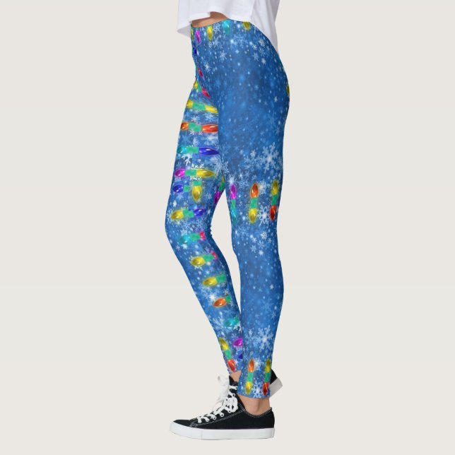 Christmas holiday lights leggings (Left)