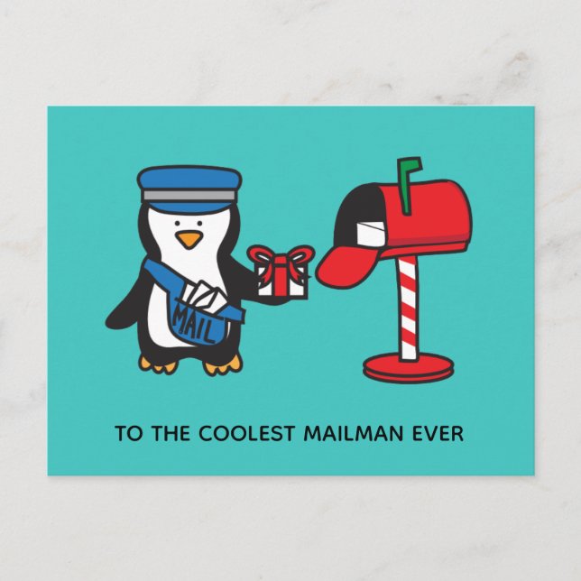 Christmas Holiday Mailman Mail Lady Postal Worker Postcard (Front)