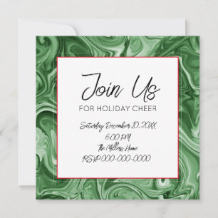 Christmas Holiday Marbled Swirl Text Festive Invitation