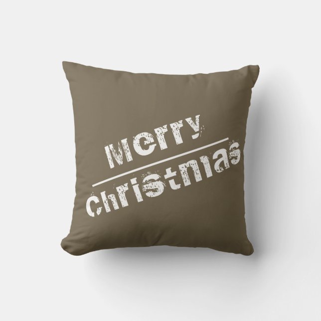 Christmas Holiday Merry Christmas Modern Grey Throw Pillow (Front)