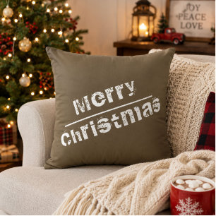 Christmas Holiday Merry Christmas Modern Grey Throw Pillow
