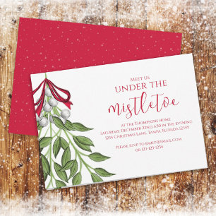 Christmas Holiday Mistletoe Greenery Berries Party Invitation