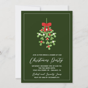 Christmas holiday Mistletoe Greenery Party Invite