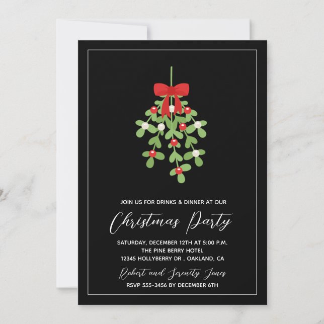 Christmas holiday Mistletoe Greenery Party Invite (Front)