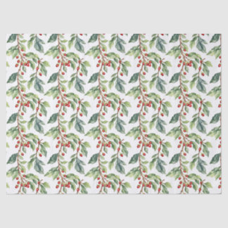 Christmas Holiday Mistletoe in Watercolor Tissue Paper