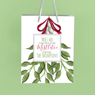Christmas Holiday Mistletoe Merry Whimsical Cute Medium Gift Bag