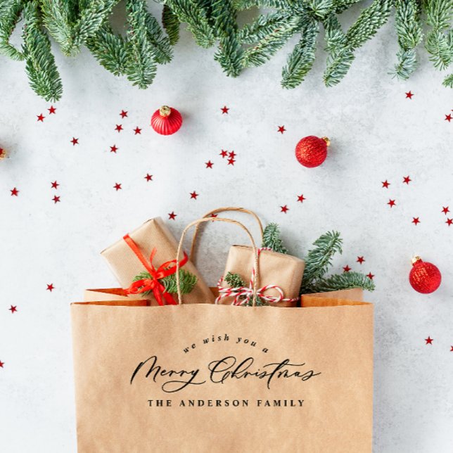 Christmas holiday modern elegant minimal script rubber stamp (Creator Uploaded)