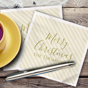 Christmas Holiday Modern Minimalist Gold Stripes  Napkin
