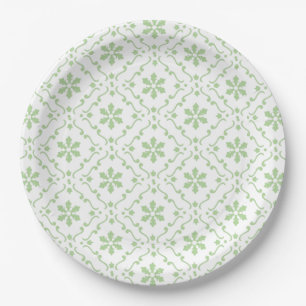 Christmas Holiday Modern Rustic Green Pattern Paper Plate