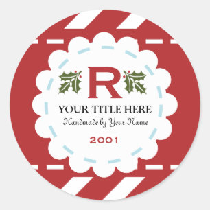 Christmas Holiday Monogram Classic Round Sticker