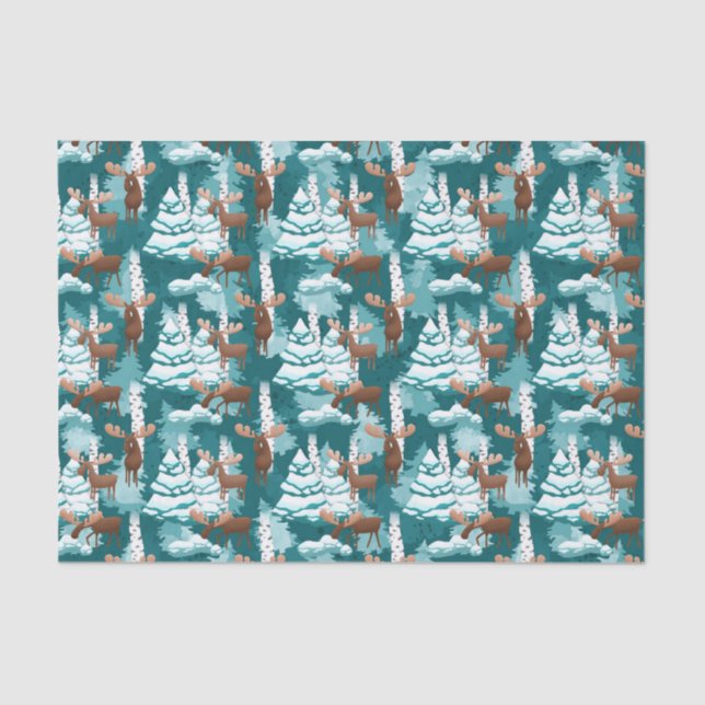 Christmas Holiday moose party tissue Tissue Paper (Front)