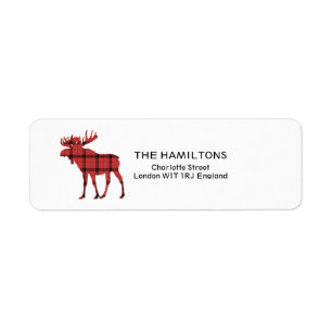 Christmas Holiday Moose Red Plaid Tartan Pattern