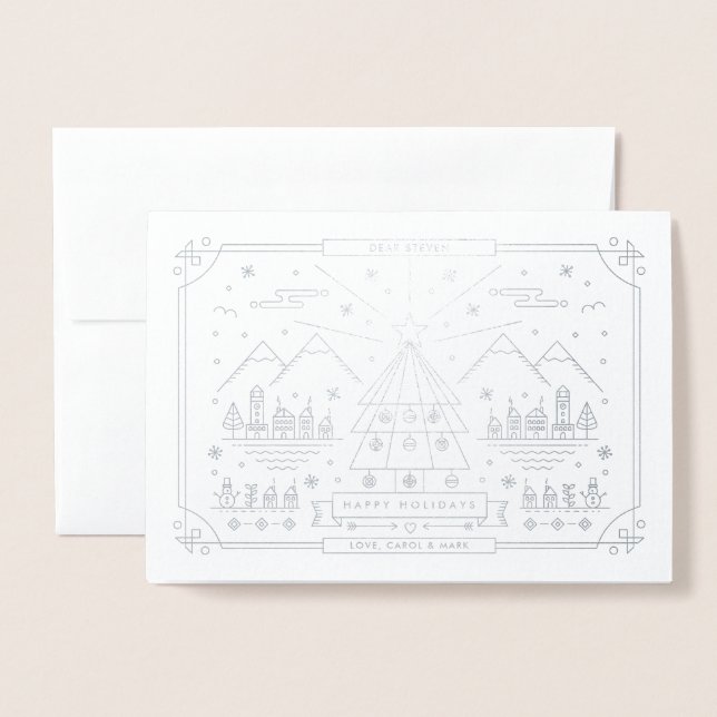 Christmas Holiday Mountain Foil Card (Front With Envelope)