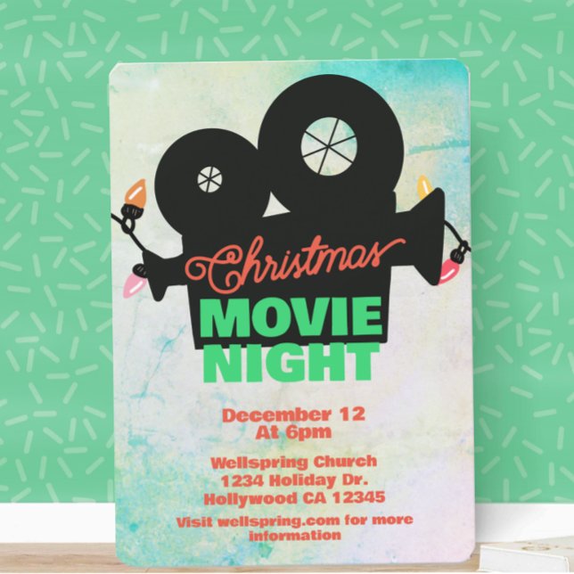Christmas Holiday Movie Night Event Invitation (Creator Uploaded)