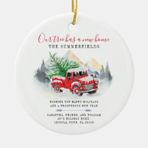 Christmas Holiday Moving Announcement Ceramic Ornament