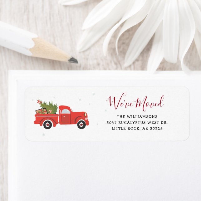 Christmas Holiday Moving Red Truck Return Address (En situation)