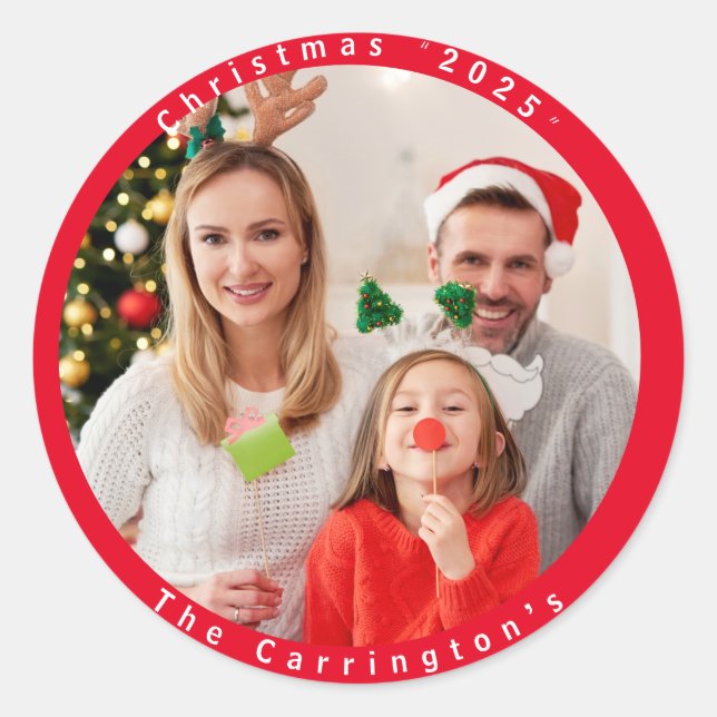 Christmas Holiday Name Customized  Classic Round Sticker (Front)