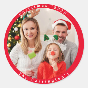 Christmas Holiday Name Customized  Classic Round Sticker