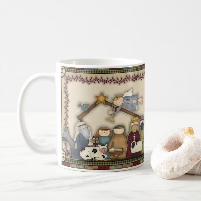 Christmas Holiday Nativity Coffee Mug Cup (With Donut)