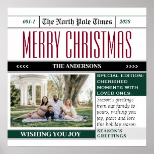 Christmas Holiday Newspaper themed Sticker Poster